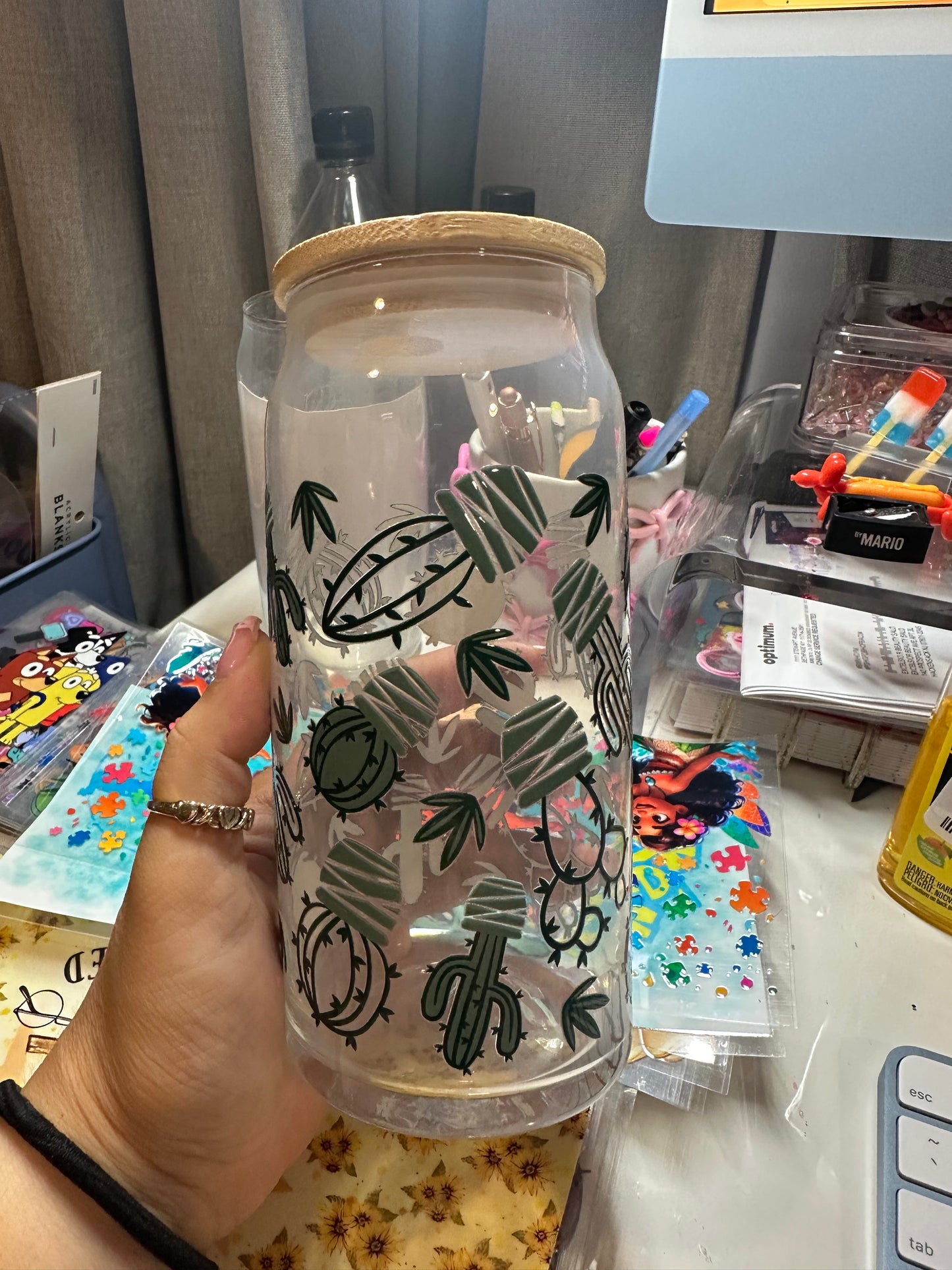 cactus glass cup