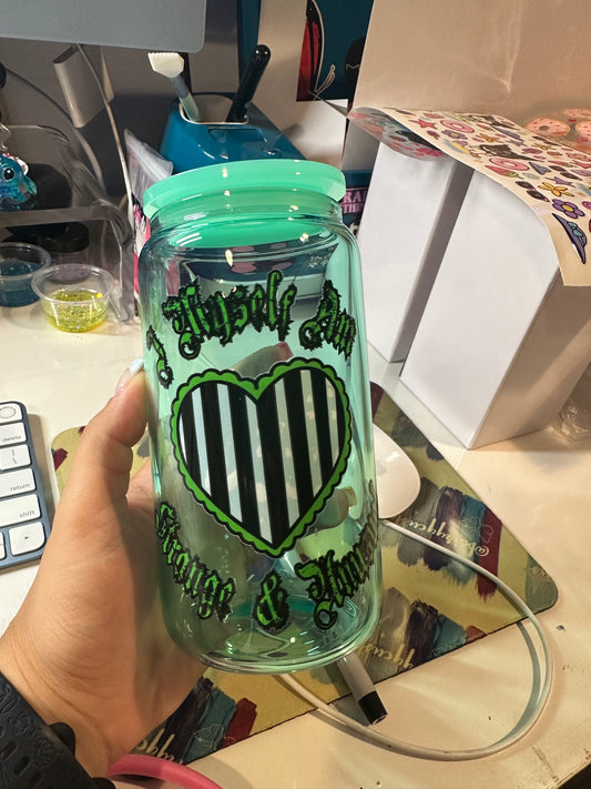 Beetlejuice glass cup