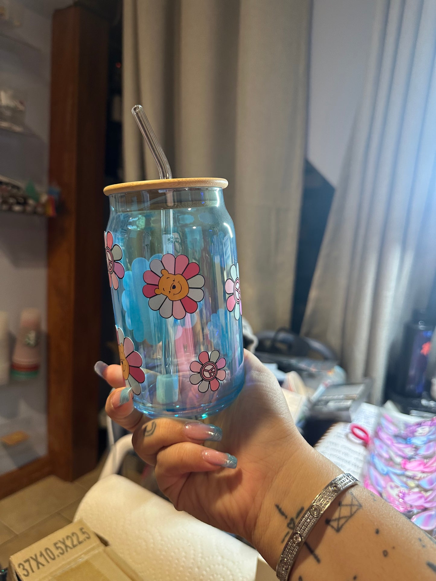 Winnie the Pooh flower glass