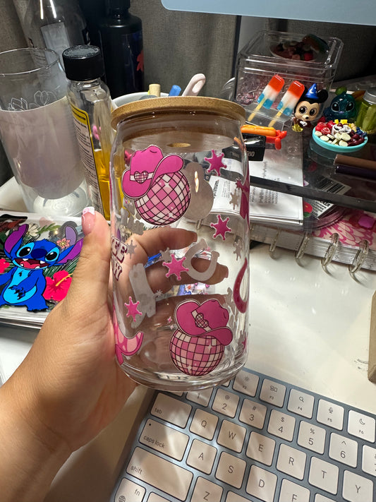 Pink cowgirl glass