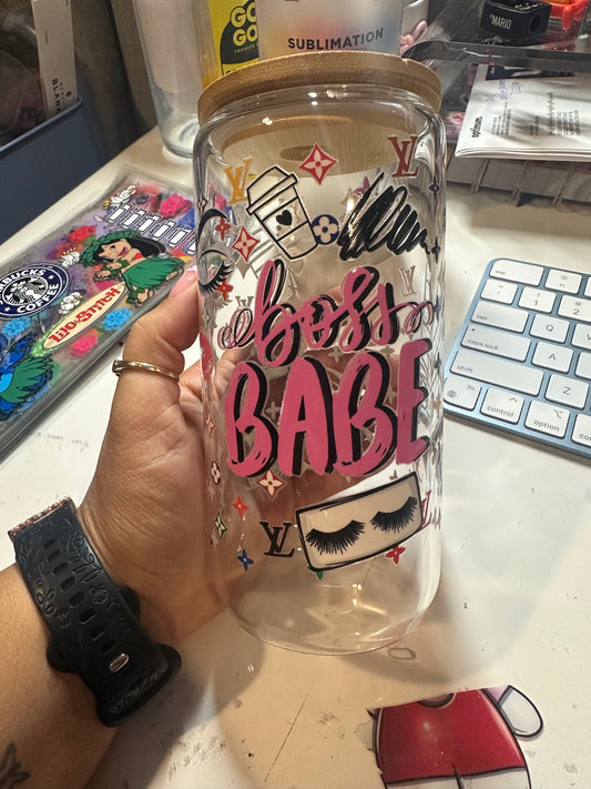 Boss babe glass cup