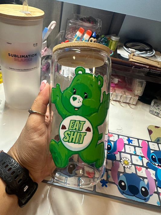 Swear bear glass cup