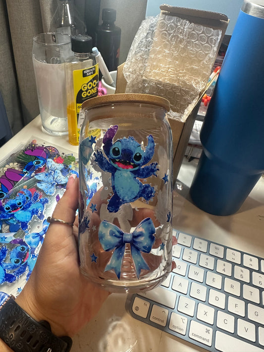 Stitch bows glass cup