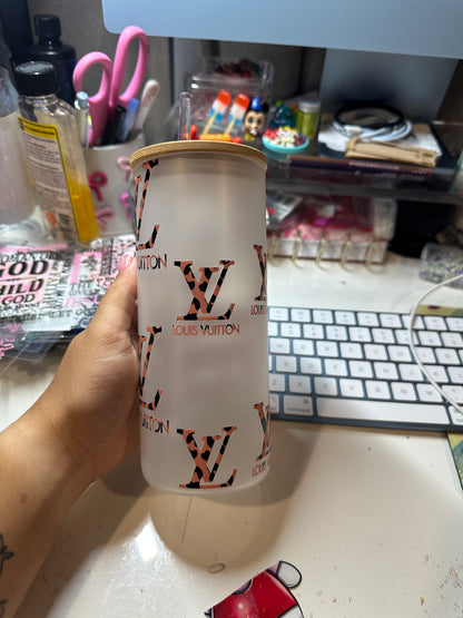 LV leopard print glass