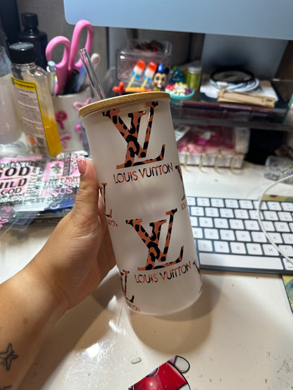 LV leopard print glass