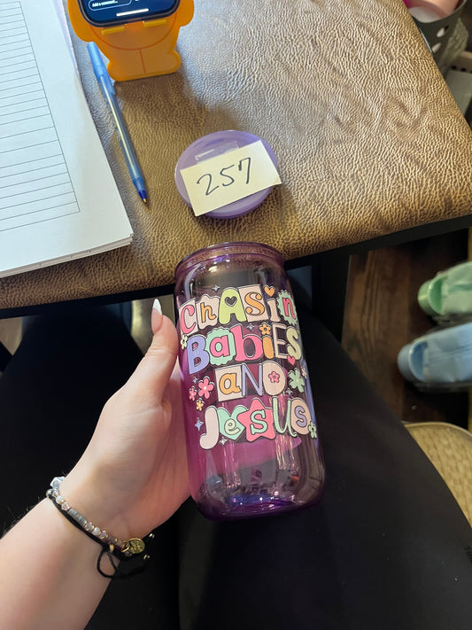 chasing babies and Jesus cup