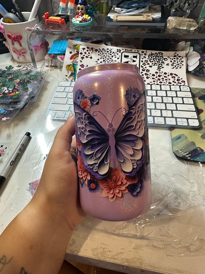 Butterfly glass cup