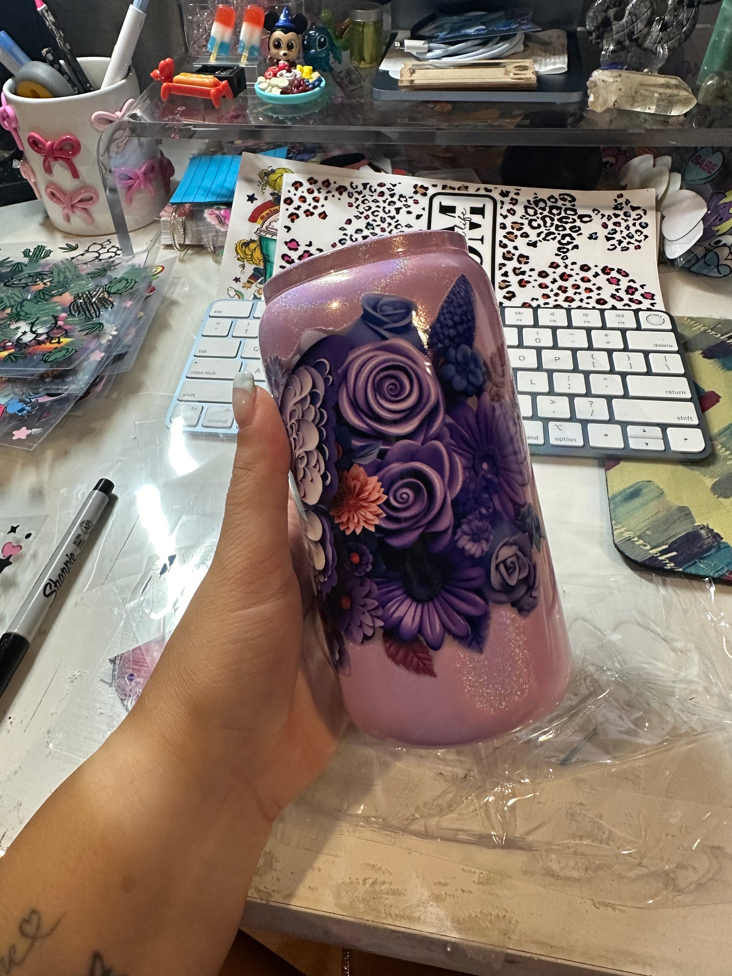 Butterfly glass cup