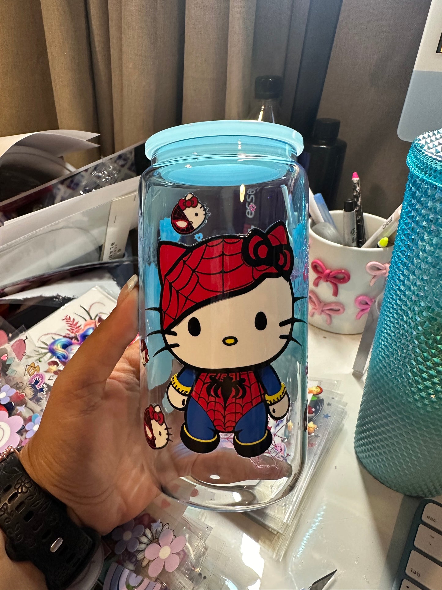 HK Spiderman glass cup