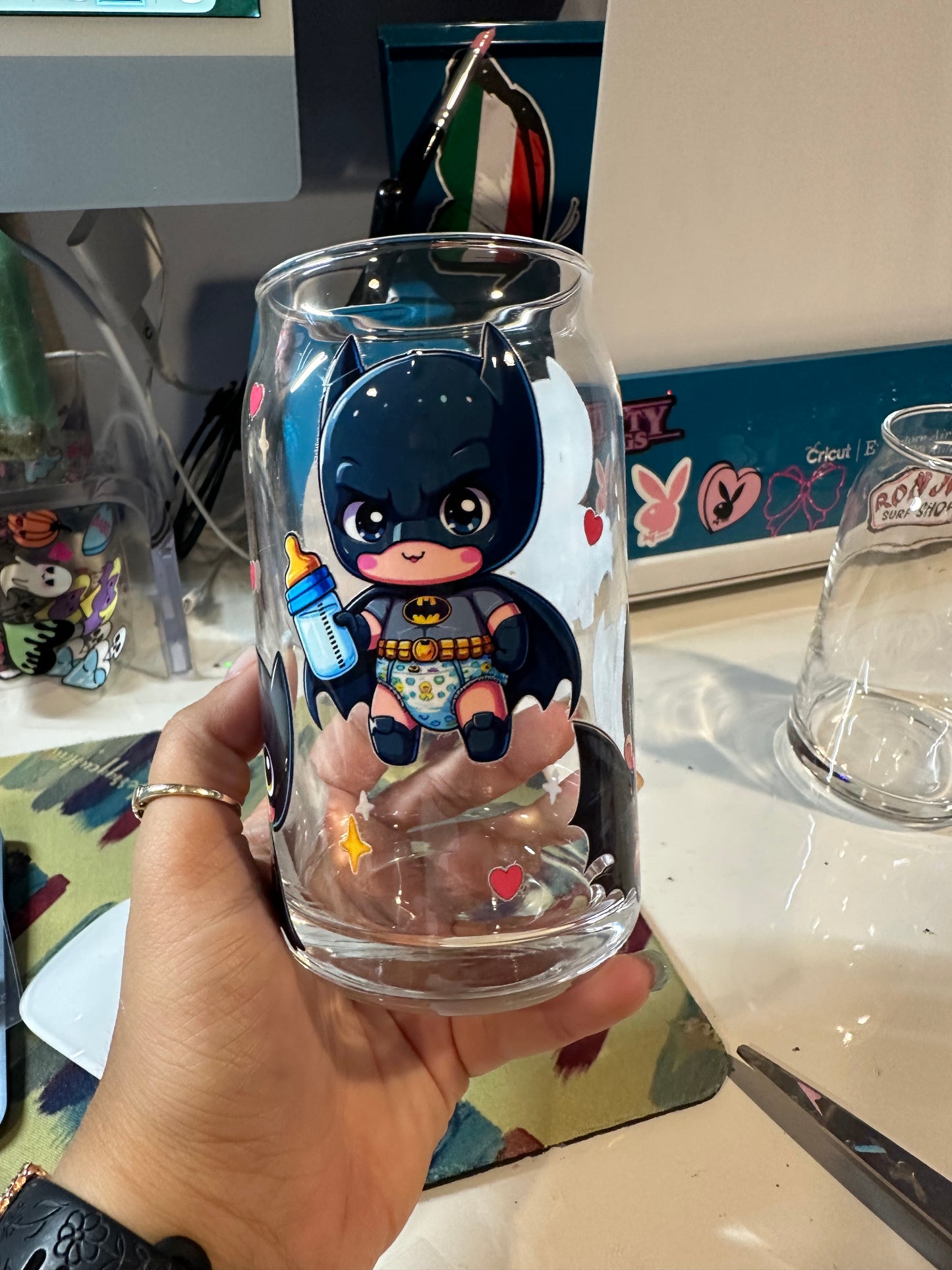 baby batman glass cup