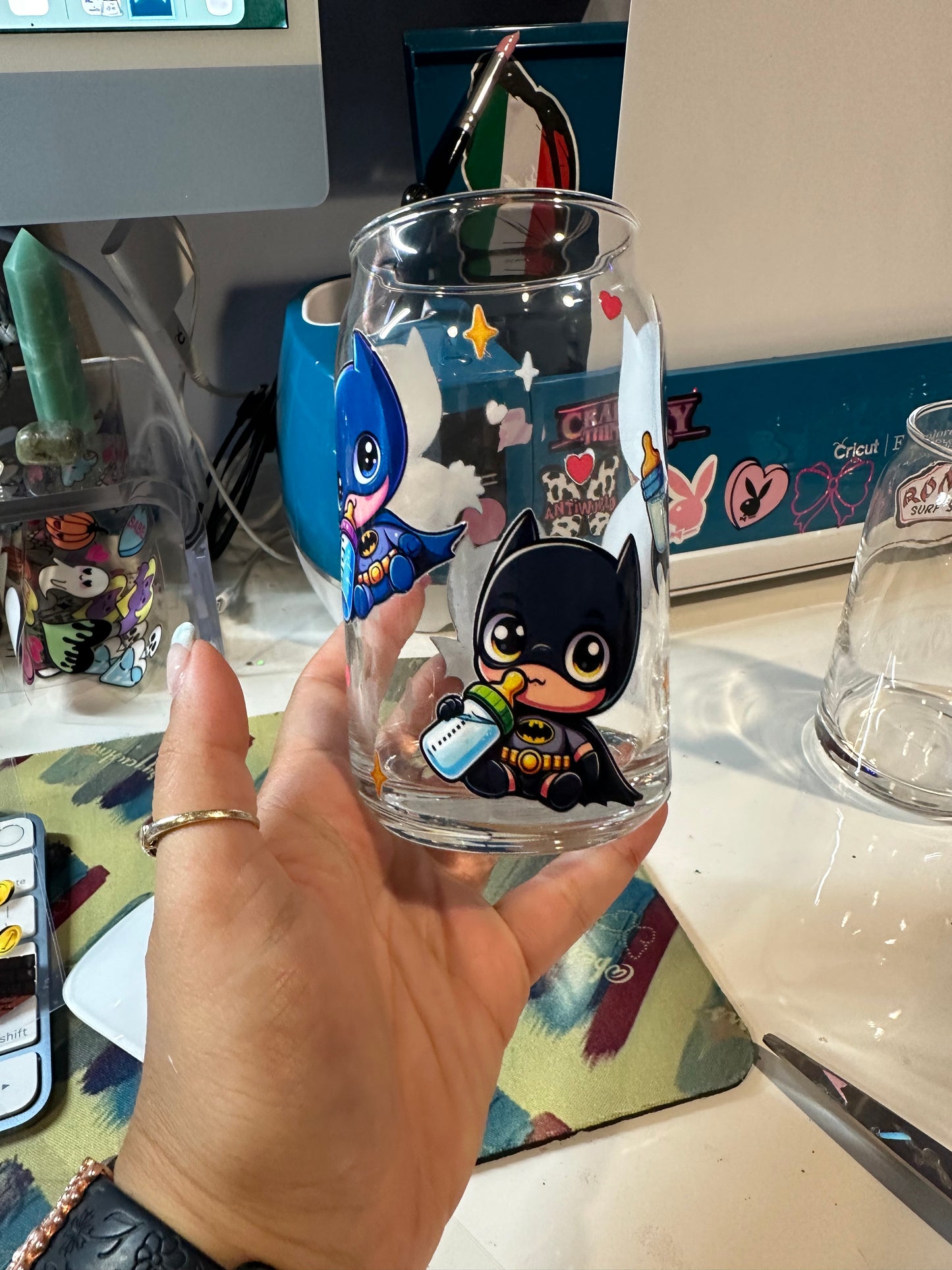 baby batman glass cup