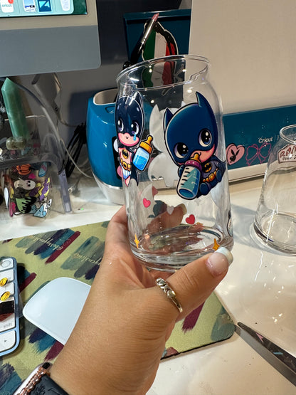 baby batman glass cup