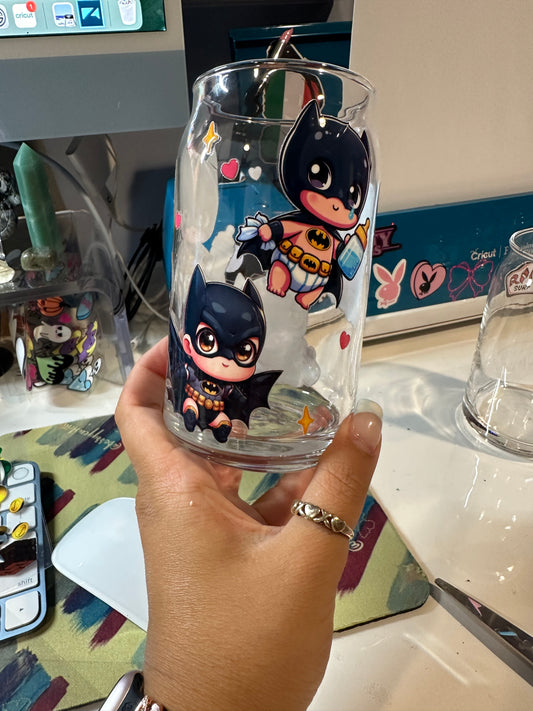 baby batman glass cup