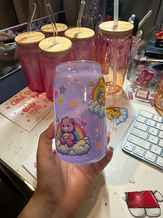 care bear glass cup