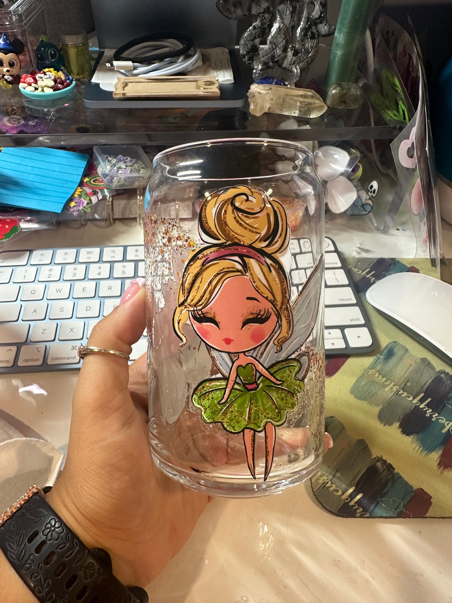 tinkerbell glass cup