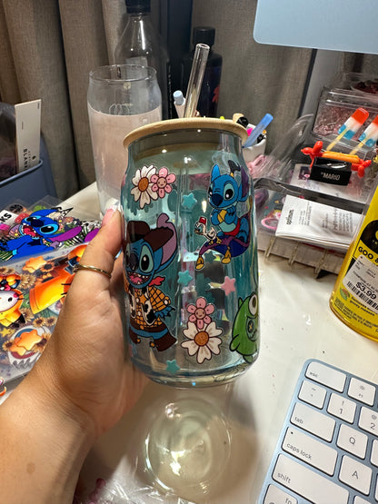 costume stitch glass cup