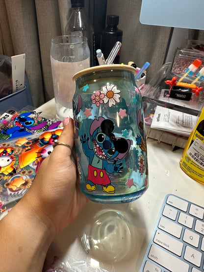 costume stitch glass cup