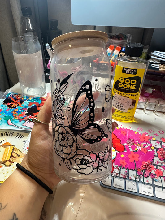 Butterfly glass cup