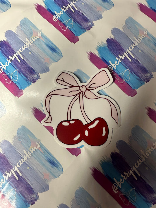 cherry bow sticker