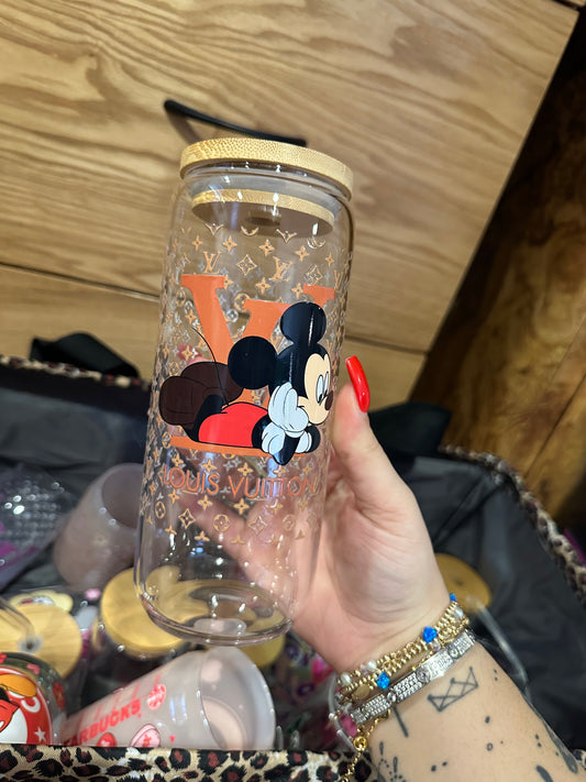 LV Mickey glass cup