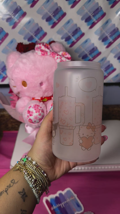 hello kitty valentines glass cup