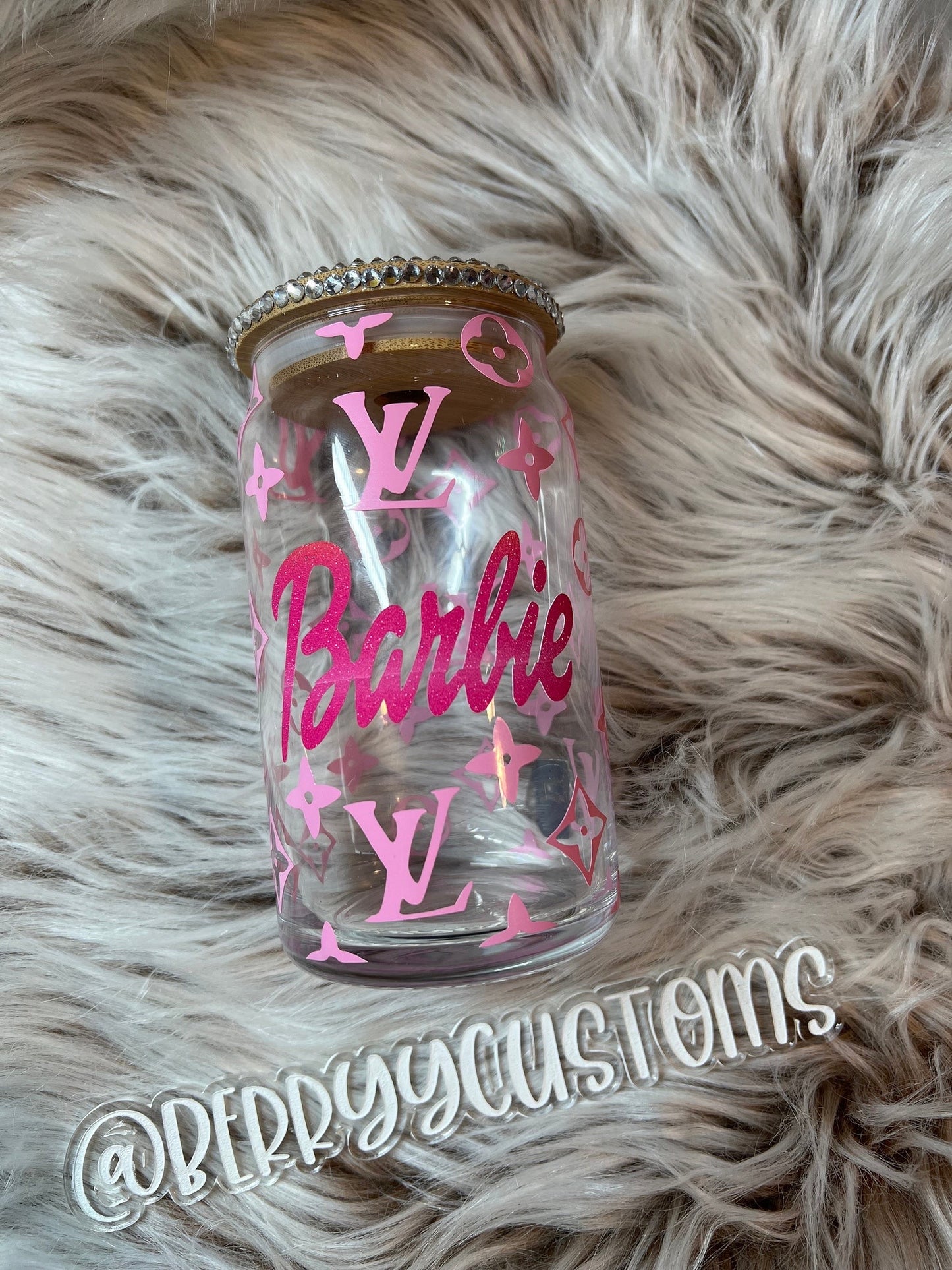 LV Barbie beer can glass